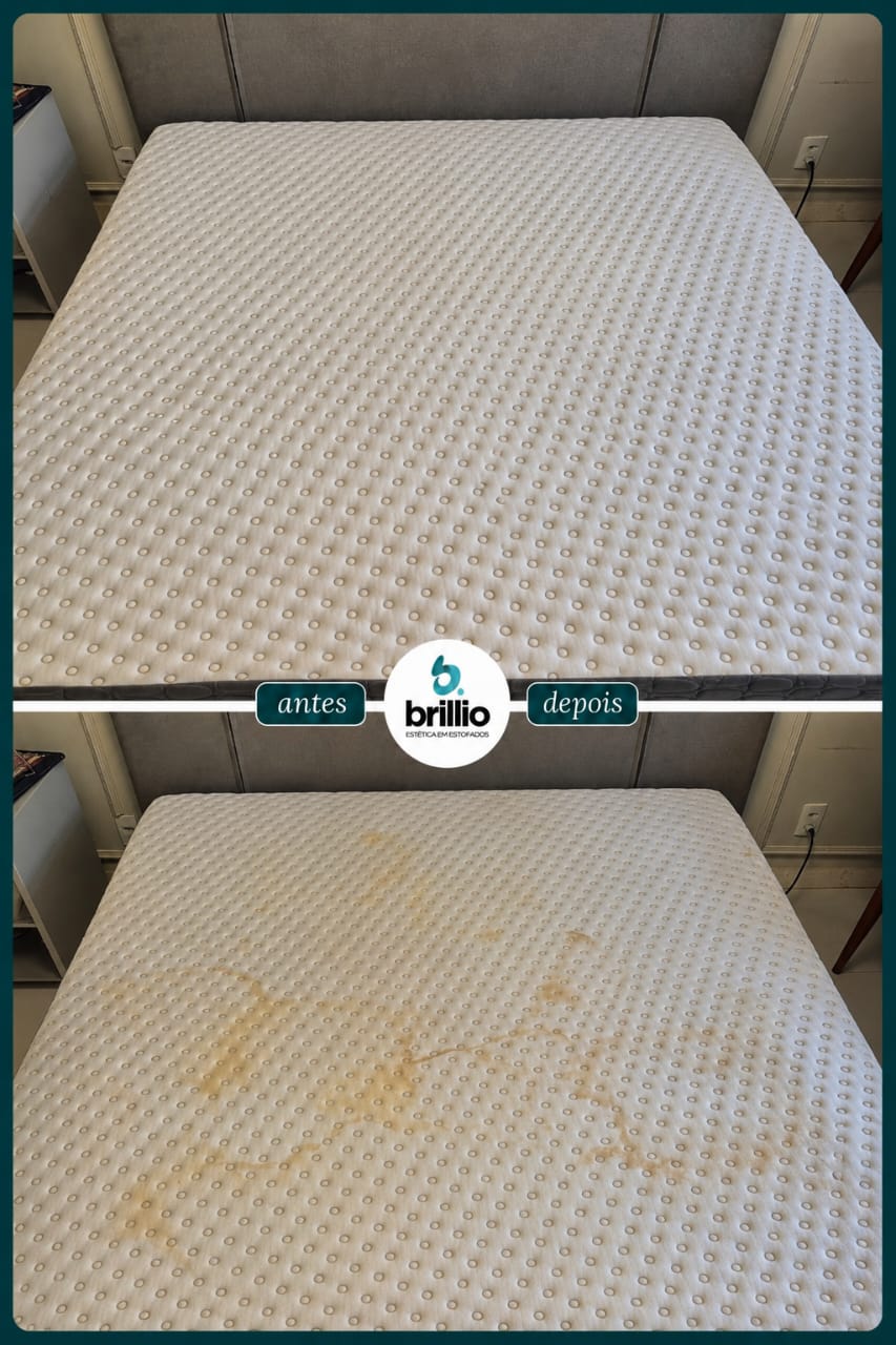 Limpeza profunda de colchão antes e depois